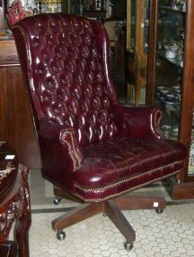 Burgundy Leather High Back Swivel Executive Desk Chair
