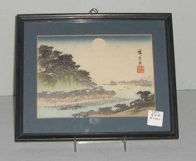 Small black framed oriental picture