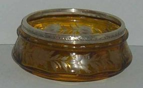Amber Cut to Clear Bowl
