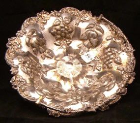 Handled embossed silver plated dish
