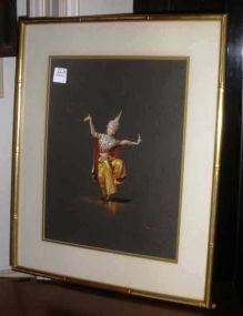 Thailand dancing girl picture in gold frame