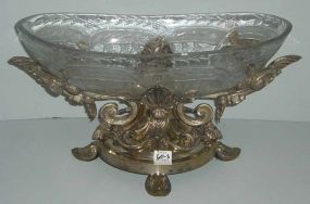 Silver Plate Frame Centerpiece w/Glass Bowl