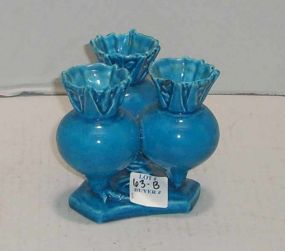 Minton Majolica 3 Turn Small Vase, Turquoise