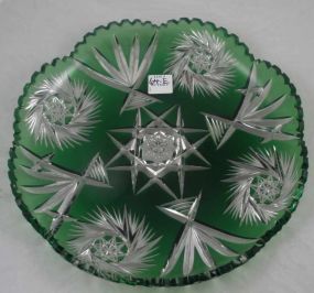 Green cut to clear pinwheel pattern plate