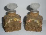 Pair  Frosted Perfume Bottles
