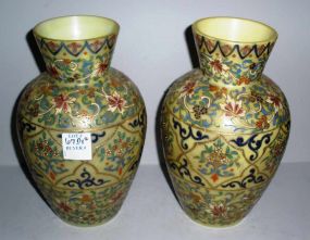 Pair of Bohemian Enameled Vases