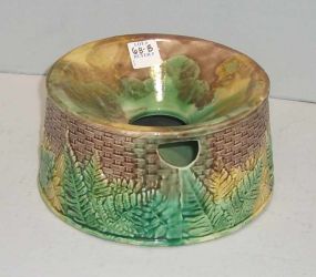 Majolica Basket Weave w/Fern Pattern Cuspidor