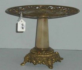 Art Nouveau Bronze Tazza Alabaster Pedestal