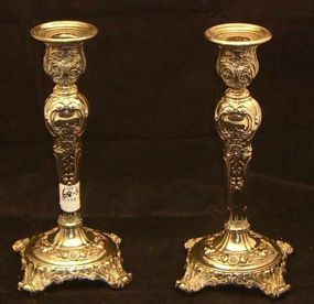 Pair Silver Plated Candlestick Holders