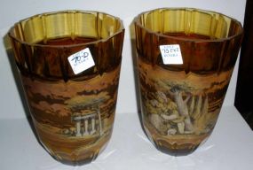 Amber Glass Vases with Courtship Scene