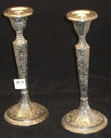 Pair Silver Plated Candlestick Holders