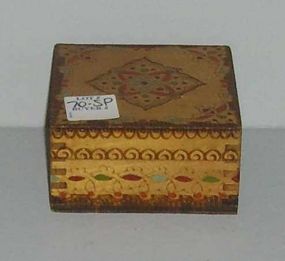 Small Square Wooden Hinged Top Box