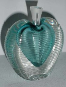 Art Glass Perfume Bottle in Aqua Heart Shape