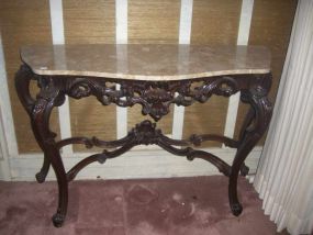 Carved Console Table with Marble Top