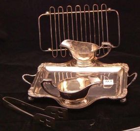 Silver Plate Asparagus Dish 2 Sauce Boats - William Hutton & Sons Cir. 1864-1866