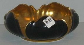 Black & gold dimpled bowl with luster finish