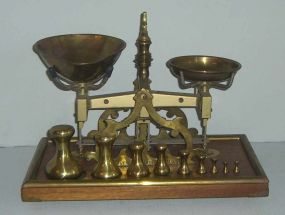British Scales with Solid Brass Weights - Stevens England