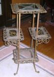 Victorian brass & glass 4 shelved plant stand
