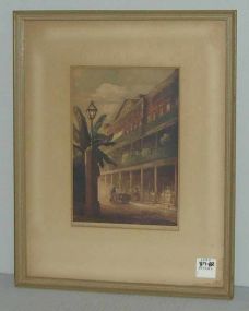 Signed Watercolor Matted and Framed Pontalba