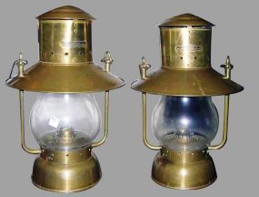 Pair of large brass railroad lanterns 