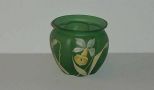 Small hand painted flower Loetz green bowl