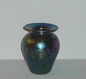 Small carnival colored swirl vase