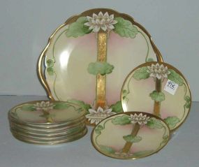 9 pc hand painted Pickard dessert set 