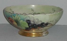 Hand painted with fruit punch bowl footed gold trim