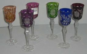6 Cordials w/etched Flowers