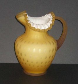 Art glass ruffled top pitcher