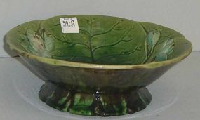 Majolica Green-Brown Glaze Compote