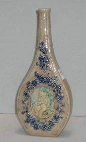 Majolica Wine Jug, Flat Oval Shape w/Angel Eating Grapes