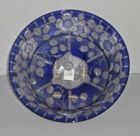 Blue Cut To Clear Bowl with Flowers