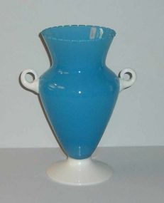 Blue & white double handle vase