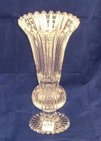 Cut glass vase flared top ball base