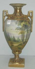Nippon Large Bolted Vase w/Woodland Scenic