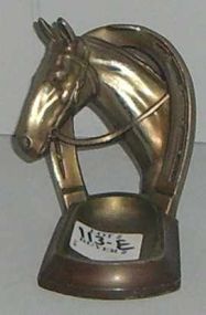Metal ashtray with horse head & horseshoe design