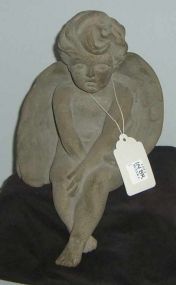 Statue 179 Seated Angel Natural Cement