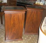 Pair of mahogany grain painted one door cabinets