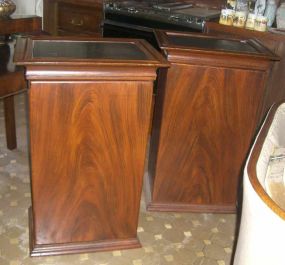 Pair of mahogany grain painted one door cabinets