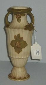 Royal Dux double handle vase with flowers white & gold