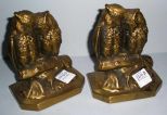 Pair of Brass Owl Bookends