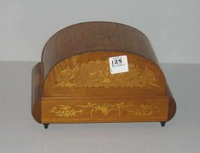 Dome topped marquetry inlaid jewel casket with music box