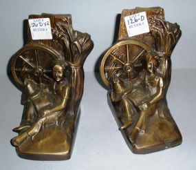 Boy with Wagon Wheel Bookends
