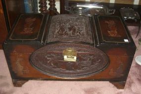 Chinese Deep Relief Carved Blanket and Storage Chest