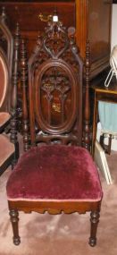 Walnut Gothic Carved Side Chair