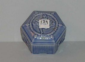 Small blue hexagon jewelry box with nude lady design