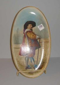 Oval hand painted Choisy Le-Roi plate with picture of man
