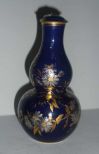 Cobalt blue porcelain perfume bottle with hand painted gold flowers