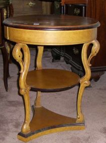 Yew Wood Round Ebonized Table